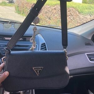 Guess Black Crossbody Bag with Gold Logo Accent